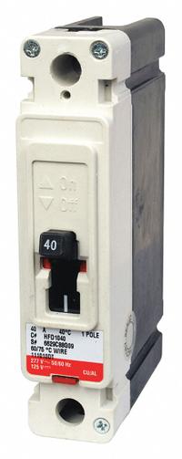 EATON Molded Case Circuit Breaker: 30 A Amps, 100kA at 240V AC, Fixed, AB, Load Side Lug, Std, HFD (MPN HFD1030). Key specifications — attr217792: HFD; attr196056: 100kA at 240V AC; attr196057: Fixed; attr196058: AB; attr196059: Load Side Lug; attr196061: 225A/F.