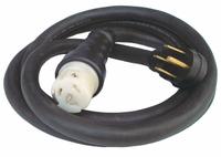 GENERAC Generator Power Cord: Transfer Switch Cord, 25 ft Cord Lg, 125/250V AC, 50 A Current Rating (MPN 6389). Key specifications — Rated Voltage: 125/250V AC; Use with Inlet Box: 63654; Use with Transfer Switch: 501210; Wire Size: 6 AWG; Brand: GENERAC.