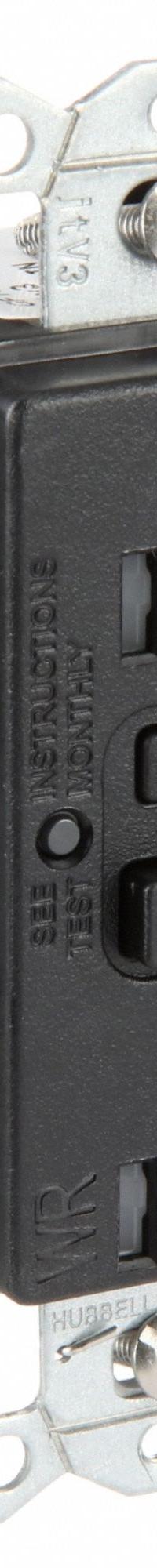 HUBBELL GFCI Receptacle: Duplex, 5-20, Black, GFCI, 125V AC, 20 A, 2 Pole / 3 Wire (MPN GFRTW20BLK)