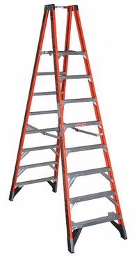 WERNER Twin Platform Stepladder: 8 ft Ladder Size, Fiberglass, 300 lb Load Capacity, 55 lb Wt (MPN PT7408). Key specifications — Brand: WERNER; Included Features: Guard Rail.