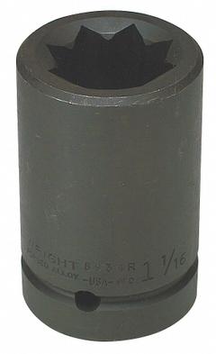 WRIGHT Impact Socket: 1 in Drive Size, SAE, 1 3/16 in Socket Size, 8-Point, Deep, Black Oxide (MPN 8938R). Key specifications — attr1215501: WRIGHT; attr1215515: Black Oxide; attr1215518: 1-3/16 in.