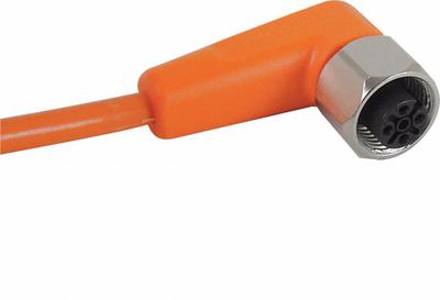 IFM Cordset: M12 Female Right Angle X Bare Wire, 5 Pins, Orange, PVC, 10 m Cable Lg - Single-Ended Cordsets with PVC Jacket for Flexing Applications