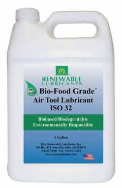 RENEWABLE LUBRICANTS Air Tool Oil: Synthetic, -20°F Min. Op Temp., 446°F Max. Op Temp., Jug (MPN 87463). Key specifications — attr1321222: Synthetic; attr1321227: 203; attr1321244: RENEWABLE LUBRICANTS; attr1321245: Jug.