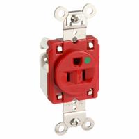 HUBBELL Receptacle: Hospital Grade Fed. Spec., Single, 5-15R, Red, 125V AC, 15 A, 2 Pole / 3 Wire (MPN HBL8210R)