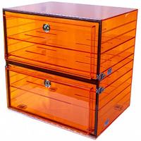 Acrylic Desiccator with Gas Port: Rectangular, 5.59 cu ft Capacity, Acrylic, 24 in Overall Wd (MPN 863-CGA/NS). Key specifications — Includes: Slip-Away Hinges; Material: Acrylic; Brand: PLAS-LABS; Desiccator Shape: Rectangular.