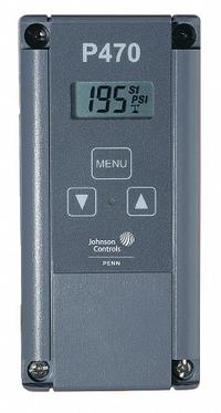 Single Pressure Control: High or Low Limit, Auto Reset, 0 psi to 750 psi, 5 psi to 20 psi, SPDT (MPN P470EB-1C). Key specifications — Brand: JOHNSON CONTROLS; Manufacturer Part Number: P470EB-1C; Contact Form: SPDT; Rated Voltage: 120V AC; Switch Action: Open on Rise.