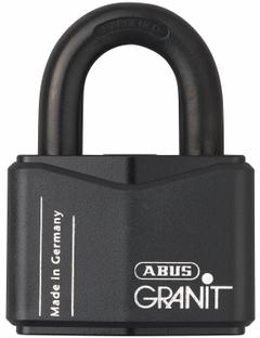 ABUS Padlock: Steel, Unfinished, Black, Std Shackle, Steel, 1 5/16 in Vert Clearance, GRANIT (MPN 37/70 MK KD). Key specifications — Series: GRANIT; Master Key Code: 694; Master Key Included: Yes; Brand: ABUS.