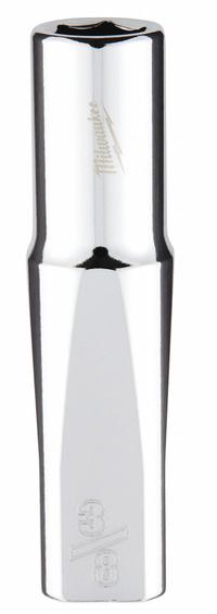 MILWAUKEE Deep Well Socket: SAE, 3/8 in Drive Size, 3/8 in Socket Size, 6-Point, Deep, Chrome (MPN 45-34-3750). Key specifications — attr1204417: MILWAUKEE; attr1204392: Chrome.