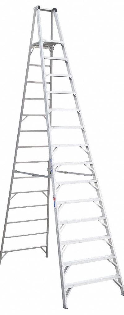 WERNER Platform Stepladder: 14 ft Ladder Size - Lightweight Aluminum Platform Stepladders