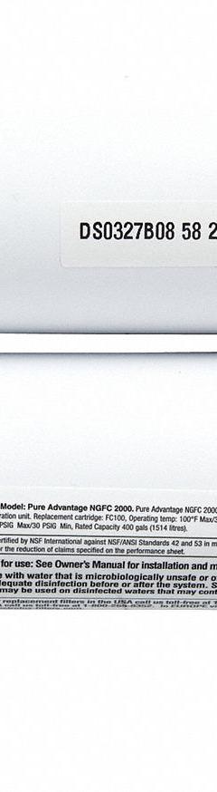 ELECTROLUX Quick-Connect Water Filter: 0.5 gpm (MPN EWF2CBPA). Key specifications — Filter Media: Carbon; Brand: ELECTROLUX; Reduces: Microplastic.