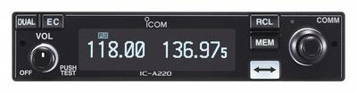 ICOM Transceiver: Aviation, VHF, Analog, 8 W, 110 Channels, Numeric, A220, 118 MHz - Vehicle-Mounted & Desktop Aviation Radios