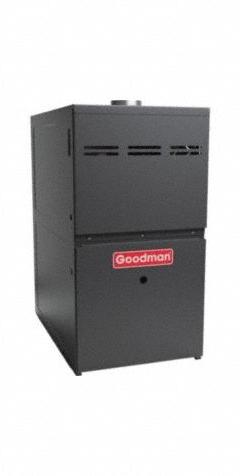 GOODMAN Residential Gas Furnaces: 100,000 BtuH Heating Capacity Input, 2,000 cfm, Upflow Furnace (MPN GR9S801005CX). Key specifications — Overall Dimensions - H x W x D: 33-1/2 in x 14 in x 28 in; Air Flow: 2,000 cfm; California Low NOx Compliant: Yes; Brand: GOODMAN.