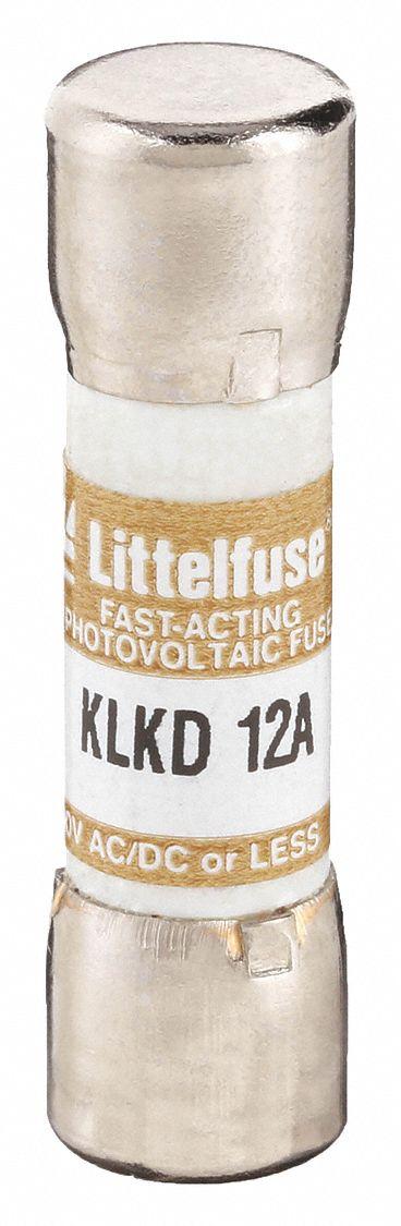 LITTELFUSE Fuse: KLKD Series, Midget, Fast-Acting, 12 A, 600 V AC, 600 V DC - Fast-Acting Cylindrical Fuses