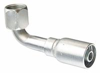 KURT Hydraulic Crimp Fitting: Carbon Steel, 90° Elbow, -8 For Hose Dash Size, Female x Male (MPN FJX90-08-10). Key specifications — Fitting Gender: Female x Male; Fitting Connection Type: JIC x Hose End; Thread Size: 7/8"-14; For Hose Dash Size: -8; Brand: KURT.