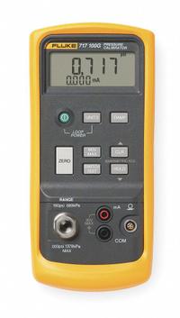FLUKE Handheld Pressure Calibrator: FLUKE-717 100G, Included, -12 psi – 100 psi, 0 V DC – 30 V DC. Key specifications — Manufacturer Part Number: FLUKE-717 100G; Pressure Measuring Units: mbar; Brand: FLUKE; Includes: Test Leads; Pressure Measurement Accuracy: 0.05% Full Scale; Intrinsic Safety: No.