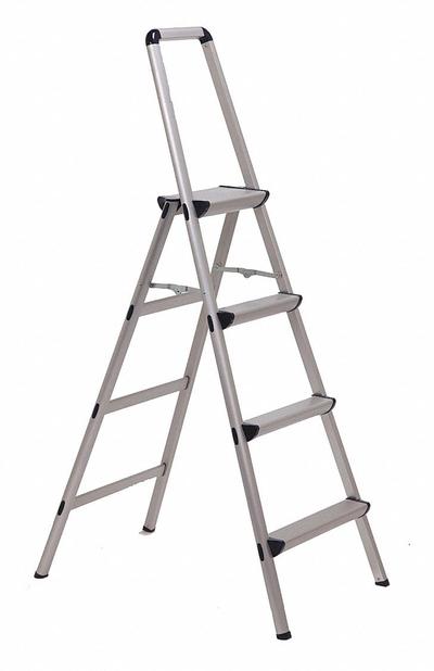 XTEND + CLIMB Step Stool: 4 Steps, 4.3 ft Overall Ht, 225 lb Load Cap, Aluminum - Folding Step Stools