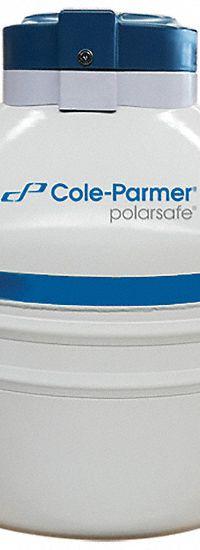 COLE-PARMER Cryogenic Dewar: 95 L Capacity, 26 3/4 in Overall Dia, 31 1/8 in Overall Ht, Aluminum (MPN 4426054). Key specifications — Brand: COLE-PARMER; Material: Aluminum; Includes: Level Rulers; Included Safety Features: Lockable.