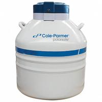 COLE-PARMER Cryogenic Dewar: 95 L Capacity, 26 3/4 in Overall Dia, 31 1/8 in Overall Ht, Aluminum (MPN 4426054). Key specifications — Brand: COLE-PARMER; Material: Aluminum; Includes: Level Rulers; Included Safety Features: Lockable.
