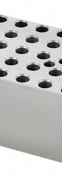OHAUS Modular Block: Anodized Aluminum, 1 7/8 in Overall Wd, 2 3/4 in Overall Lg, 30 Wells (MPN 30400158). Key specifications — Product Type: Dry Bath Block; Includes Thermometer Well: Yes; Material: Anodized Aluminum; Brand: OHAUS.