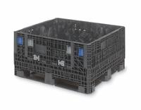 ORBIS Collapsible Bulk Container: 27.9 cu ft, 48 in x 40 in x 34 in, Lid Not Included, 4-Way Entry (MPN GP4048-34). Key specifications — Brand: ORBIS; Stackable: Stacking Capable; Shape: Rectangular; Fork Entry: 4-Way Entry; Container Wall Type: Solid; Mobility: Stationary; Collapsible: Collapsible; Fork Pockets: Fork Pockets Included.