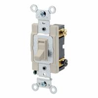 LEVITON Toggle Framed 3-Way, 15 Amp: Toggle Switch, 3-Way, Maintained, White, 120/277V AC, 15 A (MPN 54503-2W). Key specifications — Illuminated: No; Voltage Rating: 120/277V AC.