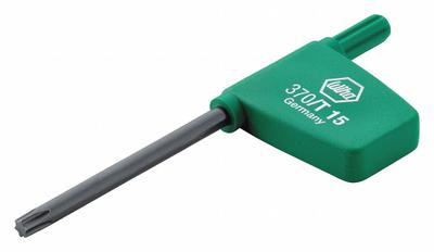 WIHA Torx Key: 1 Tips, Torx, Std End, T6 Tip Size, Short, Alloy Steel, Black Oxide - T-Shaped Torx & Torx Plus Keys