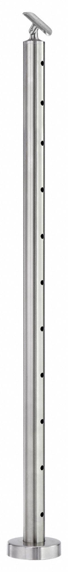 LAVI 316 Cable Rail Center Post: 4 in x 4 in, Center, Floor Mounted Rail Mounting, 1 Rail Levels (MPN 49-C424/42/F/B/C/AS). Key specifications — attr1047618: LAVI 316; attr1047619: Silver; attr1047628: Round; attr1047632: Stainless Steel; attr1047638: 1; attr1047646: Floor Mounted.