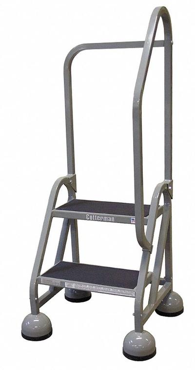 COTTERMAN Rolling Ladder: 1.5 ft Platform Ht, Partially Assembled, Steel - Steel Ultra-Stable Weight-Actuated Ladders