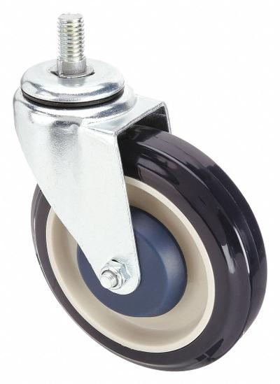 APPROVED VENDOR Stem Caster: Swivel, 5 in Wheel Dia., 1 1/4 in Wheel Wd, Polyurethane - Threaded Stem Casters for Shopping Carts