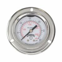 WINTERS Panel-Mount Pressure Gauge: Front Flange, 0 psi to 300 psi, 2 in Dial, 1/8 in NPT Male, PFQ (MPN PFQ2440-DRY-2FF). Key specifications — Accuracy: ±2.5%; Brand: WINTERS; Vibration Resistance Properties: Field-Fillable; Gauge Wetted Parts: Brass / Bronze.