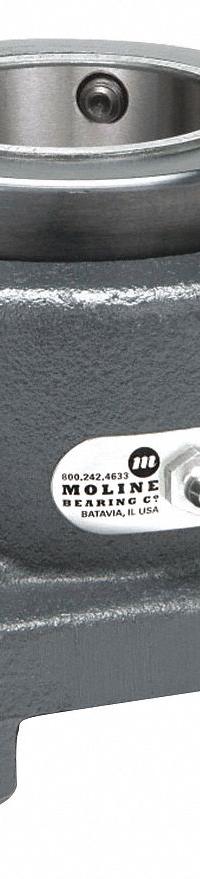 MOLINE BEARING Flange Bearing: Tapered Roller, 1 3/16 in Bore, Cast Iron, Set Screws, 3 3/4 in Lg (MPN 19311103). Key specifications — Bore Type: Cylindrical; Brand: MOLINE BEARING; Lubricant Material: Lithium Complex Grease; Mounting Bolt Size: 3/8 in; System of Measurement: Inch.