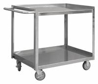 APPROVED VENDOR Utility Cart: 1,200 lb, 30 in L x 18 in W Shelf, 2 Shelves, Silver, Flat (MPN SRSC1618302FLD5PU). Key specifications — Caster/Wheel Configuration: (2) Rigid; Brand: APPROVED VENDOR; Caster Wheel/Tread Material: Polyurethane.
