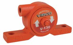 VIBCO Pneumatic Vibrator: 80 lbf, 19,000 vpm, 1/8 in NPT, V, 72 dBA, Cast Iron, Continuous (MPN V-130). Key specifications — attr671163: 72 dBA; attr671170: 80 lbf @ 60 psi; attr671165: 10,000 vpm @ 20 psi; attr671184: 1/8 in; attr671185: NPT; attr671192: NPT; attr671193: 1/8 in; attr671175: VIBCO.