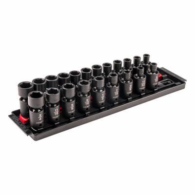 TEKTON Flex Impact Socket Set: 3/8 in Drive Size, 21 Pieces, (0) 6-Point - SAE & Metric Flex Impact Socket Sets