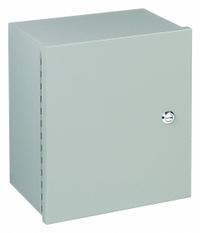 WIEGMANN Enclosure: Steel, 8 in x 6 in x 4 in, NEMA 1, Solid Cover, Hinged, Painted (MPN N1C060804). Key specifications — Brand: WIEGMANN; Closure Method: 1/4-Turn Latch; Knockouts: Not Included.