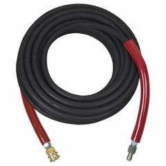 Hot Water Extension Hose: 3/8 in ID, 50 ft Lg, Polyurethane, Black, 3/8 in x 3/8 in Fitting Size (MPN 850-0433). Key specifications — Hose Cover Material: Polyurethane; Fitting Type: Male x Female; Hose Color: Black; Hose Configuration: Coupled Assembly; Brand: MI-T-M.