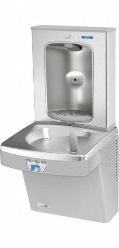 OASIS Drinking Fountain with Bottle Filler: On-Wall, 8 gph @ 50°F, Touchless Sensor, Stainless Steel (MPN PG8EBFT GST). Key specifications — Brand: OASIS; Housing Material: Stainless Steel; Filter Access: Top Panel Access; Housing Finish: Graystone; Chilling Capacity: 8 gph @ 50°F; Housing Color: Gray.