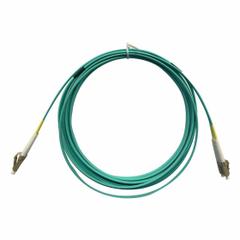 MONOPRICE Fiber Optic Patch Cord: Multi-Mode, 30 m Lg, LC End 1, LC End 2, Aqua, PVC, 2 Fiber Count (MPN 41703). Key specifications — Fire Rating: Riser; Jacket Material: PVC; Number of Fibers: Duplex; Brand: MONOPRICE; _Fiber Optic Cable Style: 50/125µ OM4.