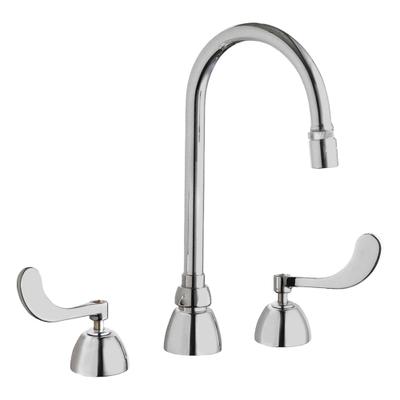 CHICAGO FAUCETS Gooseneck Kitchen/Bathroom Faucet: 786, Cast Brass, Widespread, Deck - Widespread Kitchen Faucets