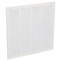Return Air Grille: Louvered Grille, White, Powder Coated, Steel, 17 3/4 in H, 17 3/4 in W, 1/4 in D (MPN 4MJR4). Key specifications — Mounting Location: Wall; Brand: APPROVED VENDOR; Fire Rating: Not Fire Rated.