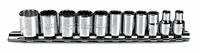 PROTO Socket Set: 1/4 in Drive, 11 Piece, 12-Point, Metric, 5 mm to 14 mm (MPN J47201). Key specifications — attr1224269: 1/4 in; attr1204685: Not Tether Capable; attr1204650: 5 mm to 14 mm; attr1204673: Socket Bits Not Included; attr1204688: PROTO; attr1206170: Standard Sockets.