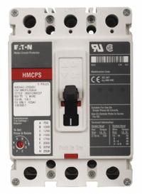 EATON Molded Case Circuit Breaker: 15 A Amps, 65kA at 600V AC, Fixed, ABC, Line/Load Lug, Std, HMCP (MPN HMCPS015E0C). Key specifications — Series: HMCP; Max. AIR Rating: 65kA at 600V AC; Instantaneous Trip: Fixed; Phase Connection: ABC; Terminal Connection: Line/Load Lug; Frame Size: 250A/J.