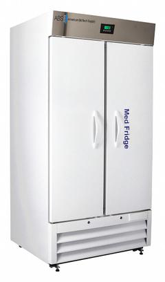 AMERICAN BIOTECH SUPPLY Lab Refrigerator: 36 cu ft, Upright, 2°C to 7°C, 34 3/4 in Overall Dp, R-290 (MPN PH-ABT-HC-36S). Key specifications — Door Opening Style: Right; Color: White; Alarm Type: Temperature; Manufacturer Part Number: PH-ABT-HC-36S; Brand: AMERICAN BIOTECH SUPPLY; Product Type: Lab Refrigerator; Door Type: Swing Solid; Refrigerant Type: R-290.