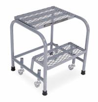 COTTERMAN Step Stool: 1.7 ft Overall Ht, 450 lb Load Cap, 2 Steps, Stainless Steel, Wt-Actuated (MPN 1002N1818A1E10B3SSP1). Key specifications — attr1051722: Rolling Step Stool; attr1055542: Not Stackable; attr1051712: Replacement Foot Pads; attr1051697: COTTERMAN; attr1051699: (4) Swivel; attr1051702: Gray; attr1051707: Rubber; attr1051708: Slip-Resistant.