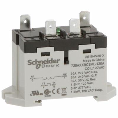 SCHNEIDER Enclosed Power Relay: DIN-Rail & Surface Mounted, 30 A Current Rating, 120V AC - Combination DIN-Rail & Surface-Mounted Relays