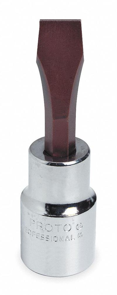 PROTO Socket Bit: 1/2 in Drive Size, Slotted Tip, 7/16 in Tip Size, 3 5/32 in Overall Lg - Slotted Bit Sockets