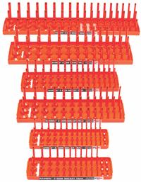 HANSEN Socket Tray: Orange, 22 5/8 in Overall Wd, 39_42_45_54 Posts/Slots, Plastic, Sockets (MPN 92015). Key specifications — attr1125348: Plastic; attr1125346: HANSEN; attr1125347: Orange; attr1136588: Sockets; attr1125364: Socket Tray.