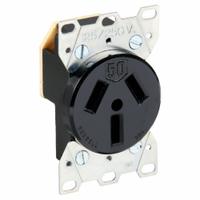 HUBBELL Receptacle: Single, 10-50, Black, 125/250V AC, 50 A, 3 Pole / 3 Wire (MPN HBL7962)