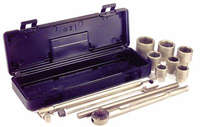 AMPCO Socket Wrench Set: Non-Magnetic/Non-Sparking, 3/4 in Drive Size, 11 Pieces - Metric Non-Sparking Socket Sets with Drive Tools