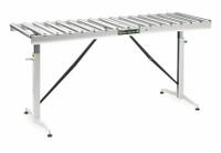 APPROVED VENDOR Material Support Table: 23 5/8 in Roller Wd, 24 in Overall Wd, 26 1/2 in Min. Ht (MPN HRT-90). Key specifications — Brand: APPROVED VENDOR; Stand Material: Steel; Color: White; Overall Length: 5 ft 6 in.